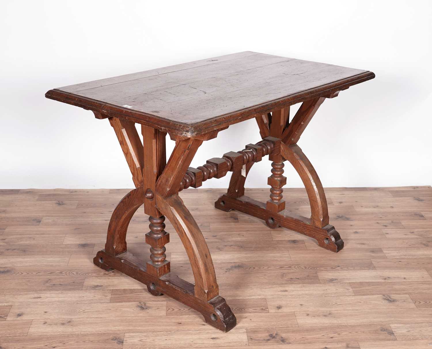 A pitch pine ecclesiastical altar table, late 19th/20th Century - Image 4 of 11
