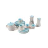 A Poole Pottery twin-tone dove-grey and sky-blue part dinner and tea service