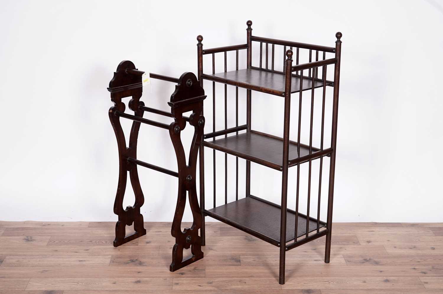 A gateleg table, an early 20th Century towel airer and an etagere - Image 2 of 10