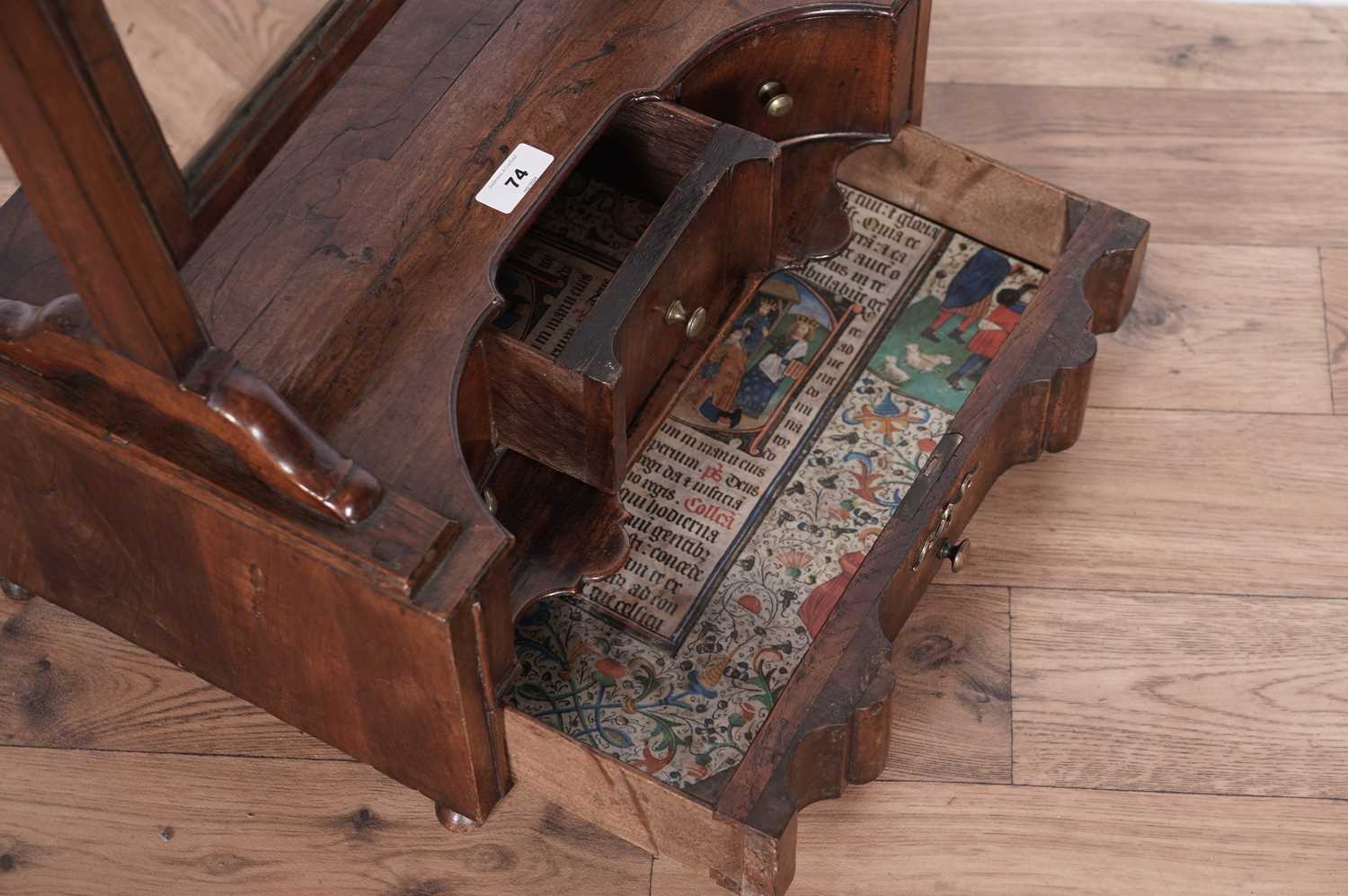 A mid 18th Century mahogany swing frame toilet mirror and a Victorian burr walnut wall cabinet - Image 6 of 9