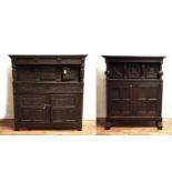 A 17th Century style carved oak buffet; and a 19th Century oak court cupboard