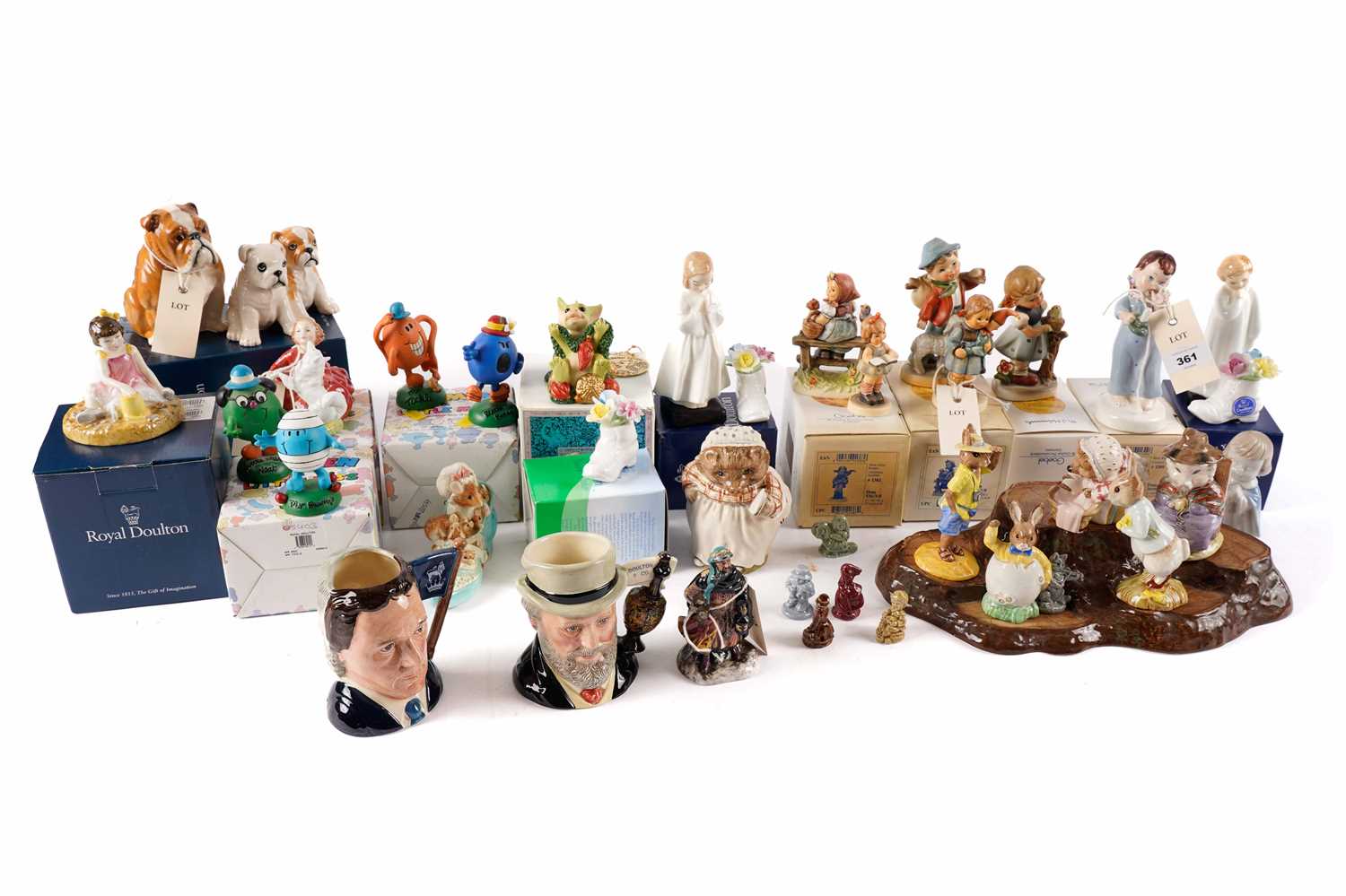 A collection of decorative figures by Royal Doulton, Hummel, Royal Albert and others