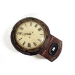 A mid 19th Century inlaid rosewood twin fusee drop dial wall clock