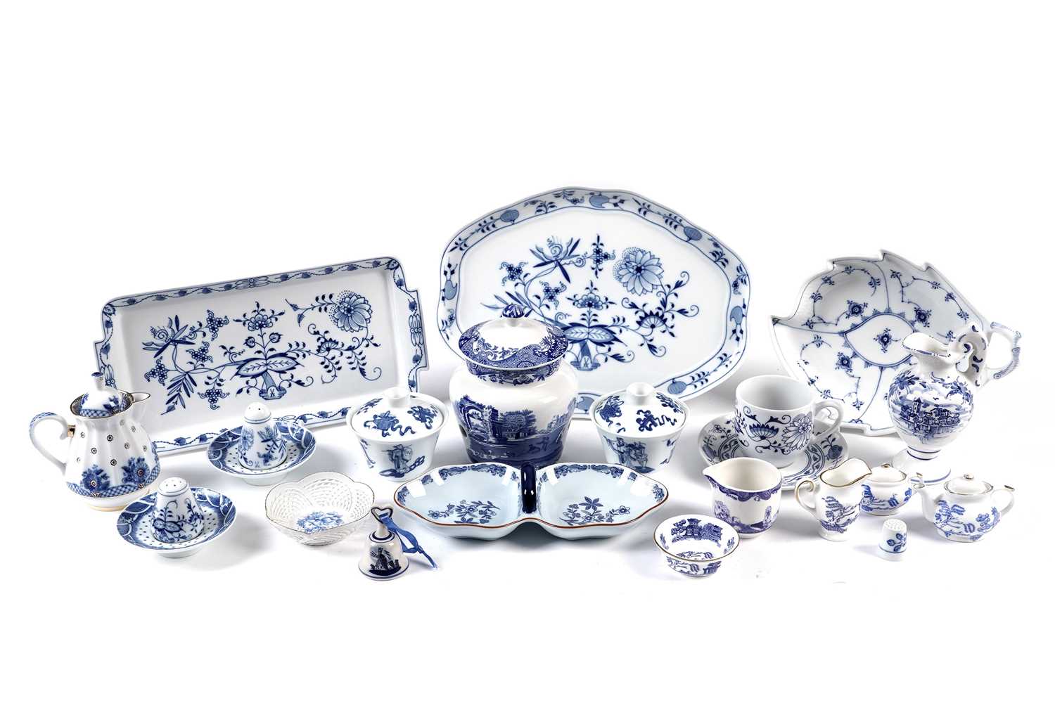 A selection of blue and white decorative ceramics