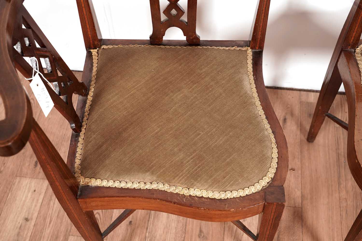 A pair of Edwardian corner armchairs - Image 3 of 4