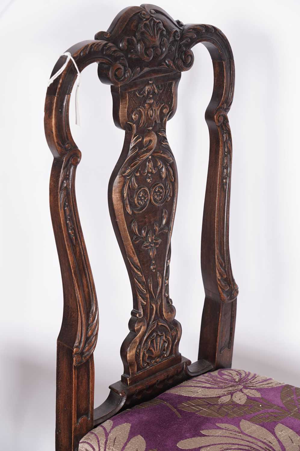 A pair of decorative mid 18th century style carved and stained beech side chairs - Image 4 of 4