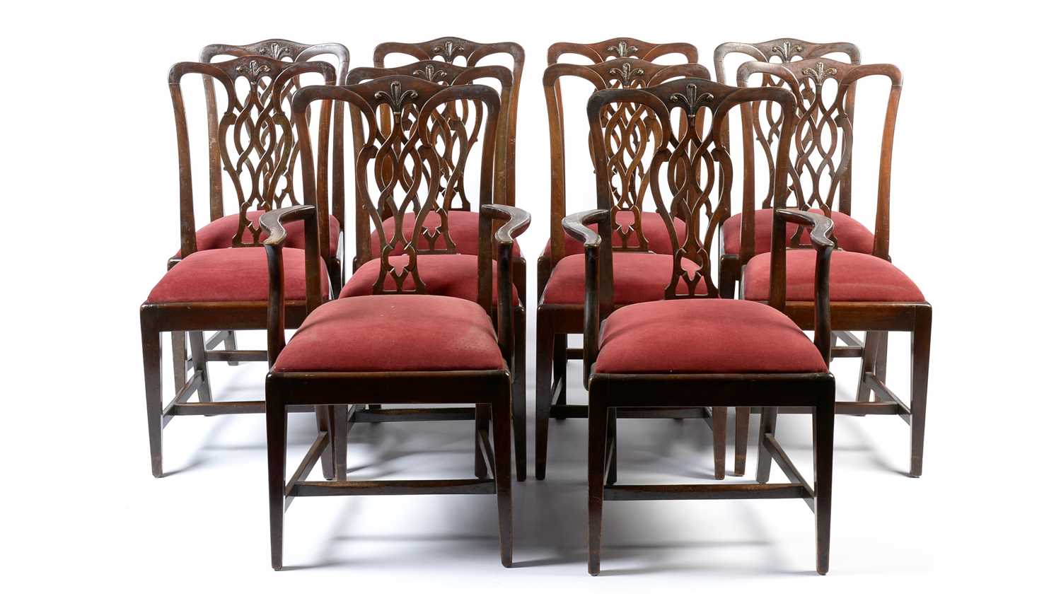 A set of ten George III style mahogany dining chairs - Image 2 of 14