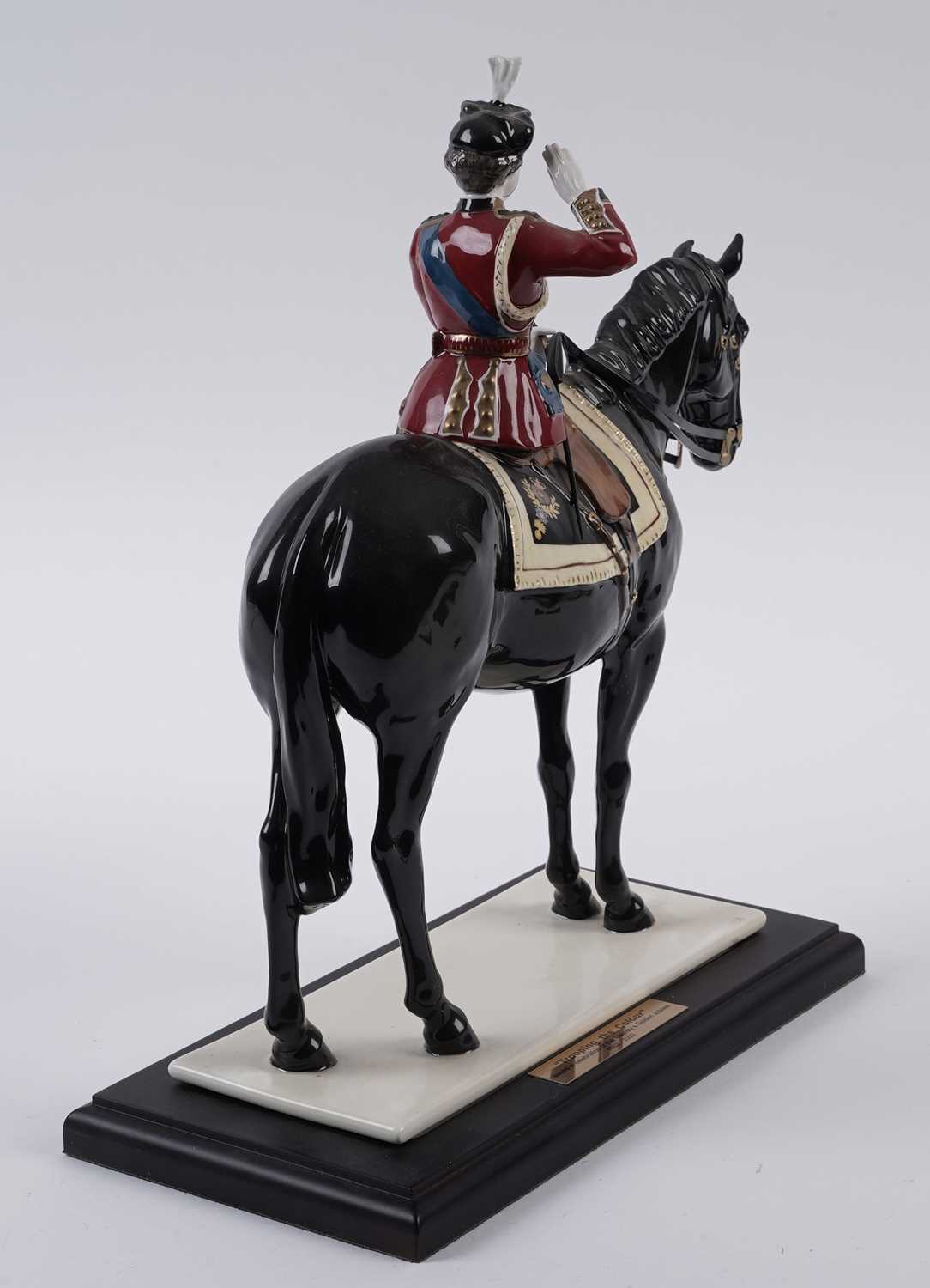 A Coalport Royal Commemorative 'Trooping the Colour' figure of Queen Elizabeth II - Image 3 of 6