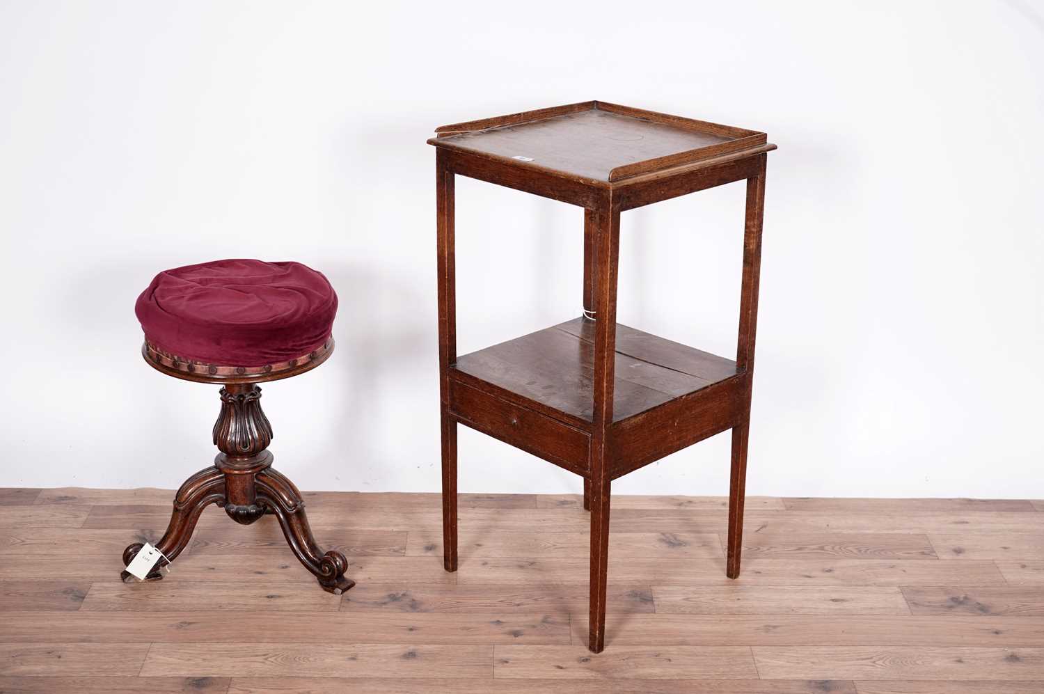 A Mid 18th Century armchair, A Victorian piano stool and a George III washstand - Image 2 of 10