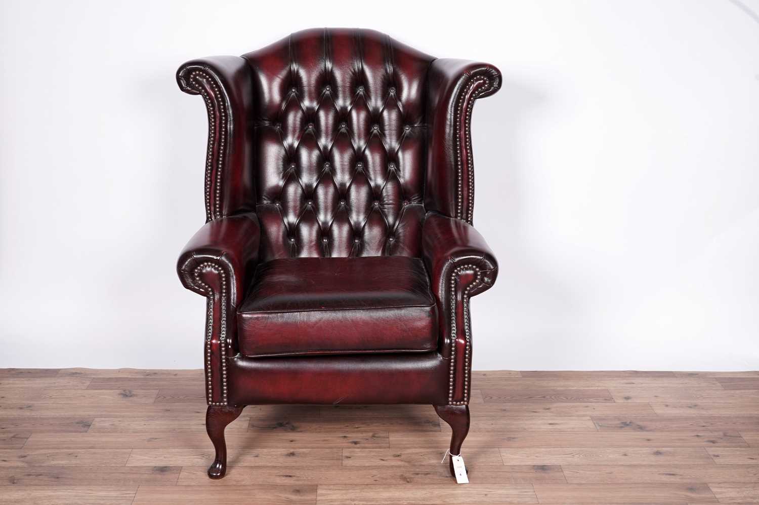 A 'Saxon' oxblood leather wingback armchair - Image 2 of 4