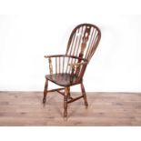 A 19th Century oak, ash and fruitwood Windsor chair