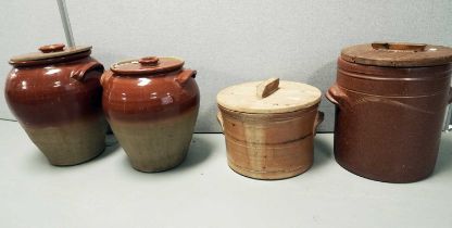 Two pairs of stoneware garden pots