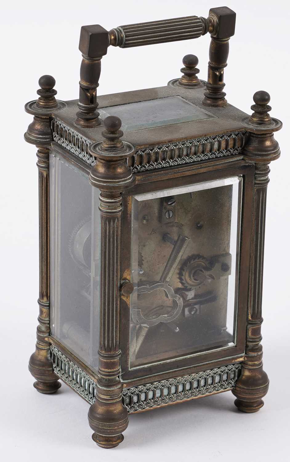 Late 19th Century French carriage alarm clock; and three others - Image 3 of 7