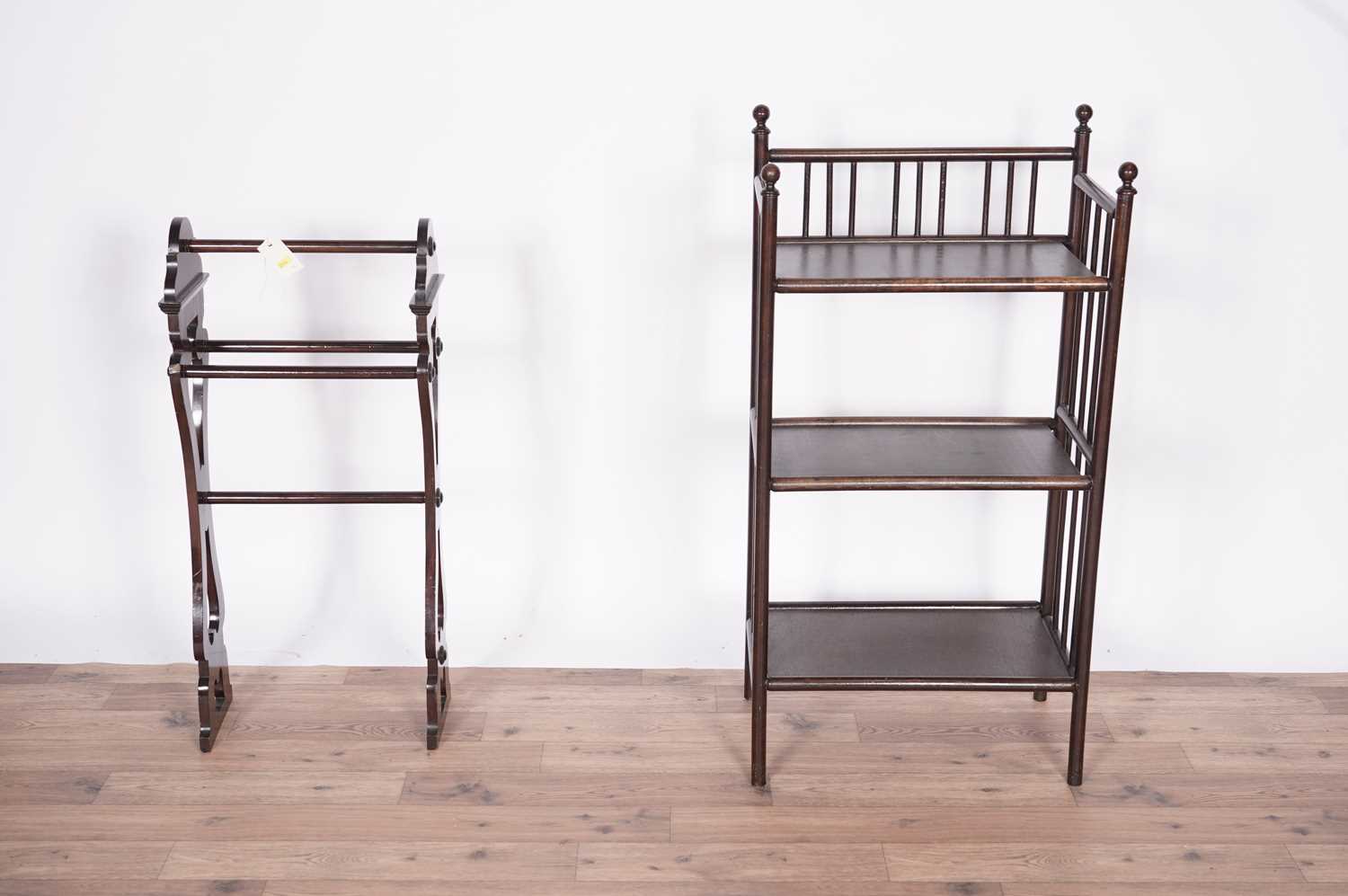 A gateleg table, an early 20th Century towel airer and an etagere - Image 3 of 10