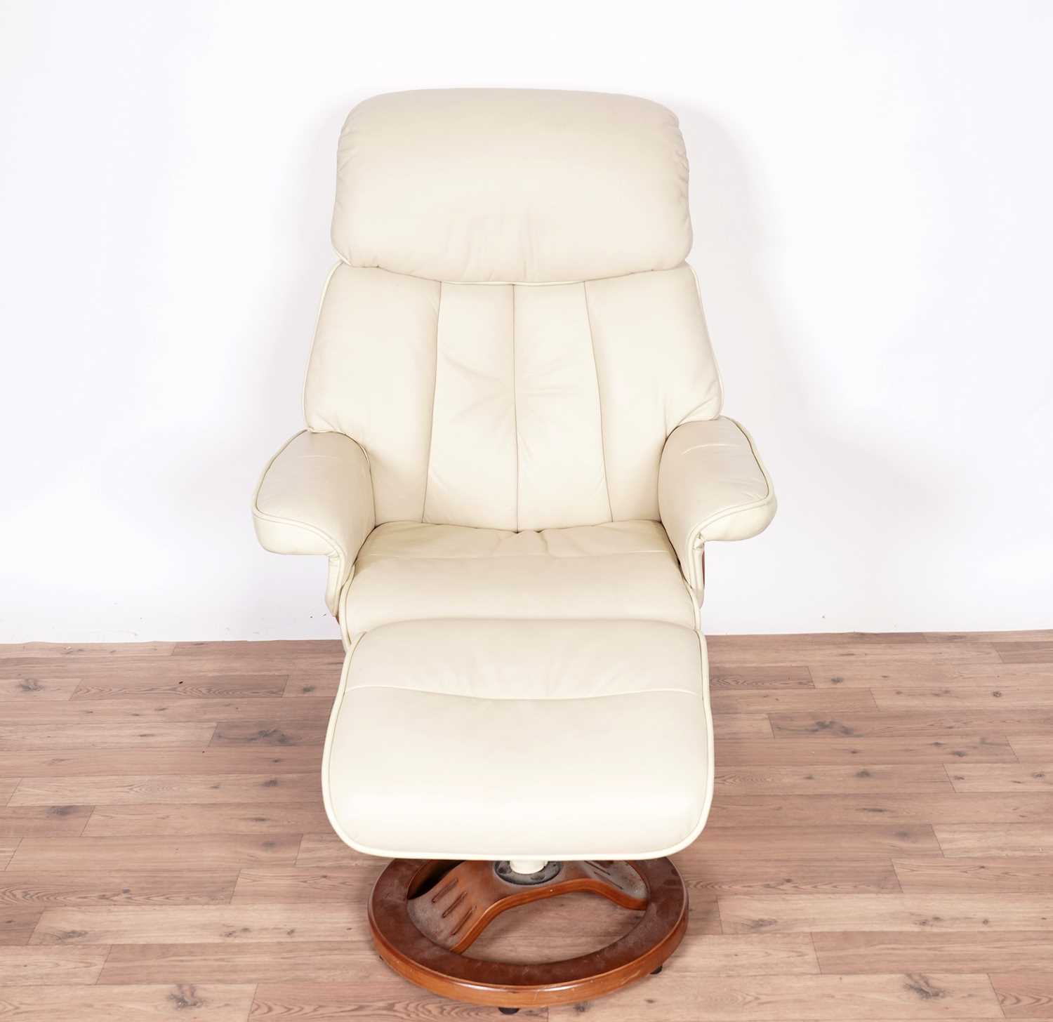 A leather reclining armchair with matching footstool by Global Furniture Alliance - Image 2 of 3