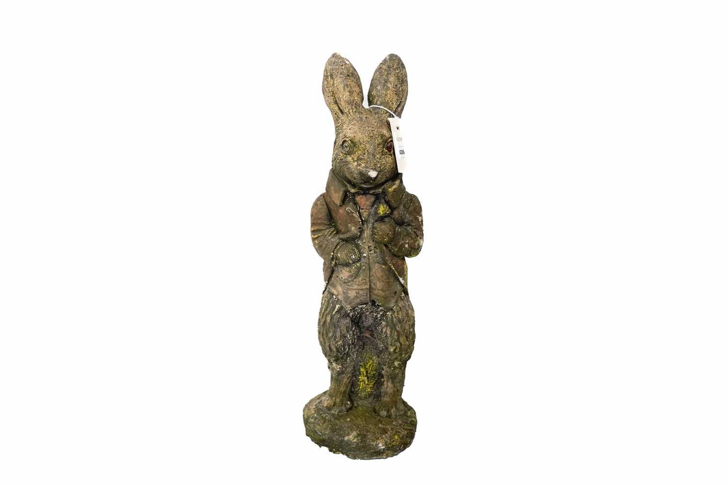 A stone composite figure of a lady and 'Peter Rabbit' - Image 5 of 5