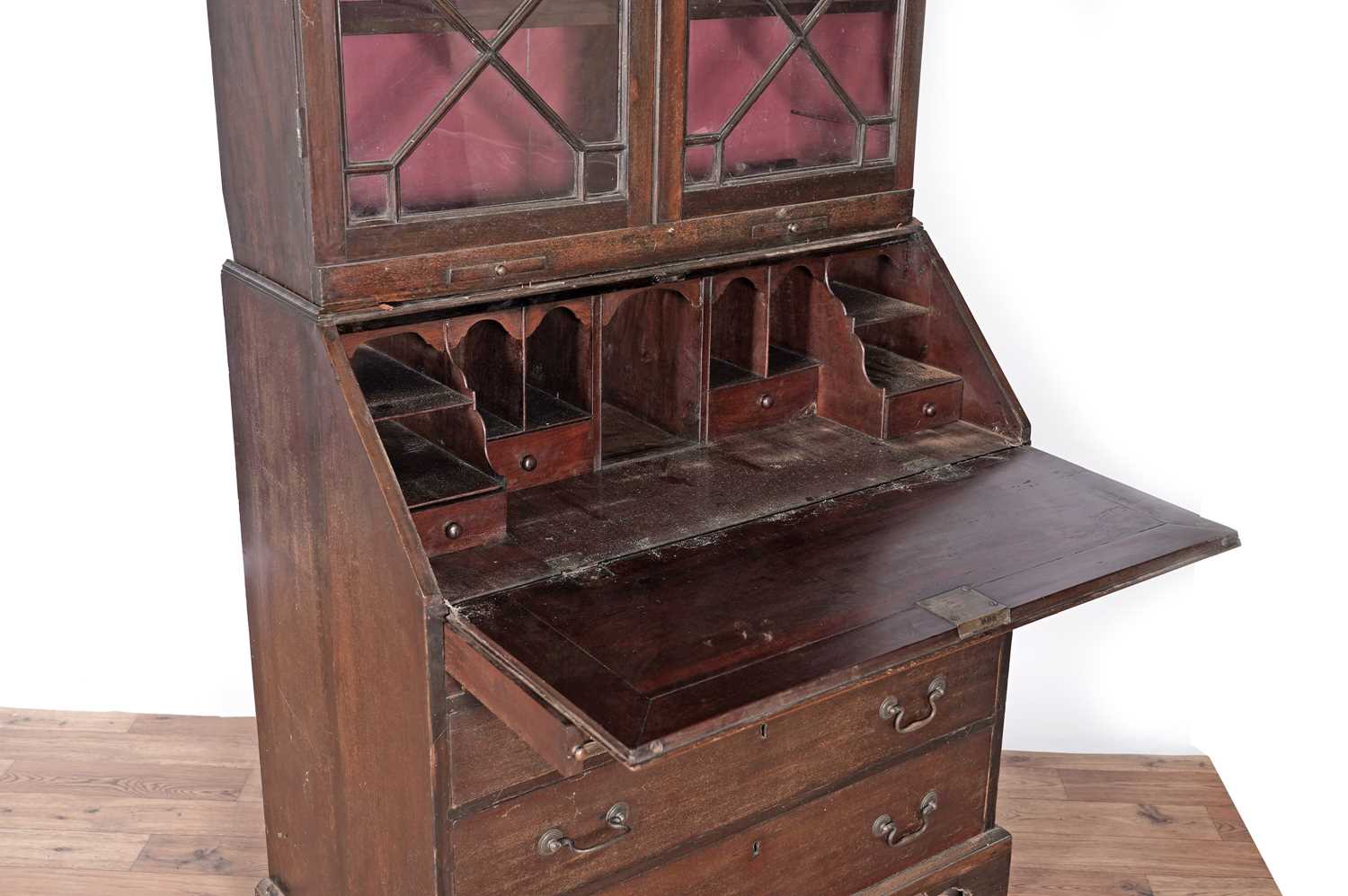 A George III mahogany bureau bookcase - Image 4 of 5