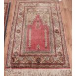 A modern silk Persian prayer rug