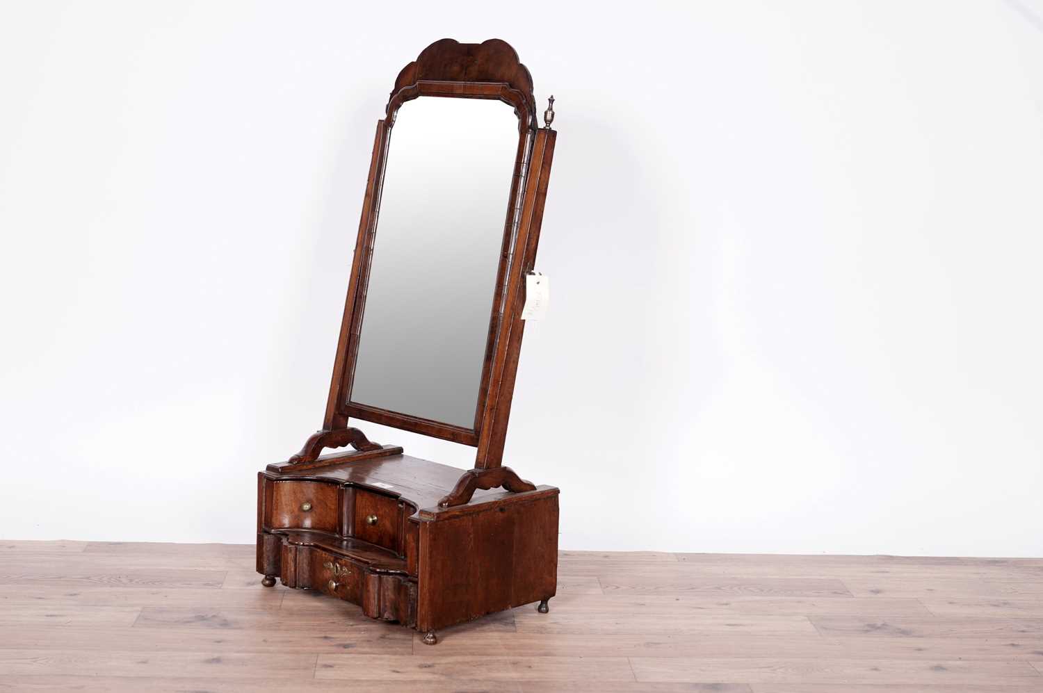 A mid 18th Century mahogany swing frame toilet mirror and a Victorian burr walnut wall cabinet - Image 2 of 9