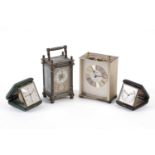 Late 19th Century French carriage alarm clock; and three others