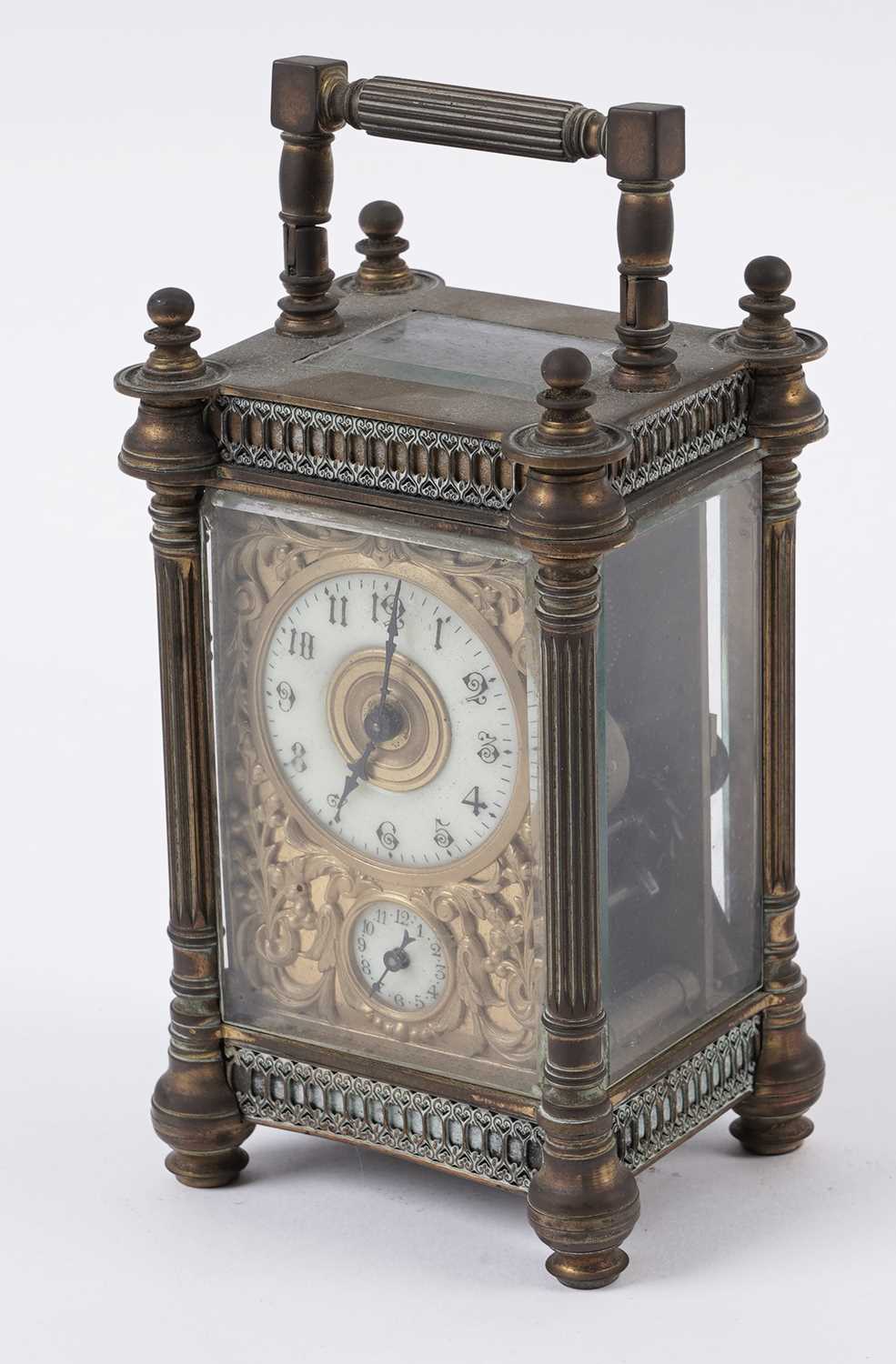 Late 19th Century French carriage alarm clock; and three others - Image 2 of 7