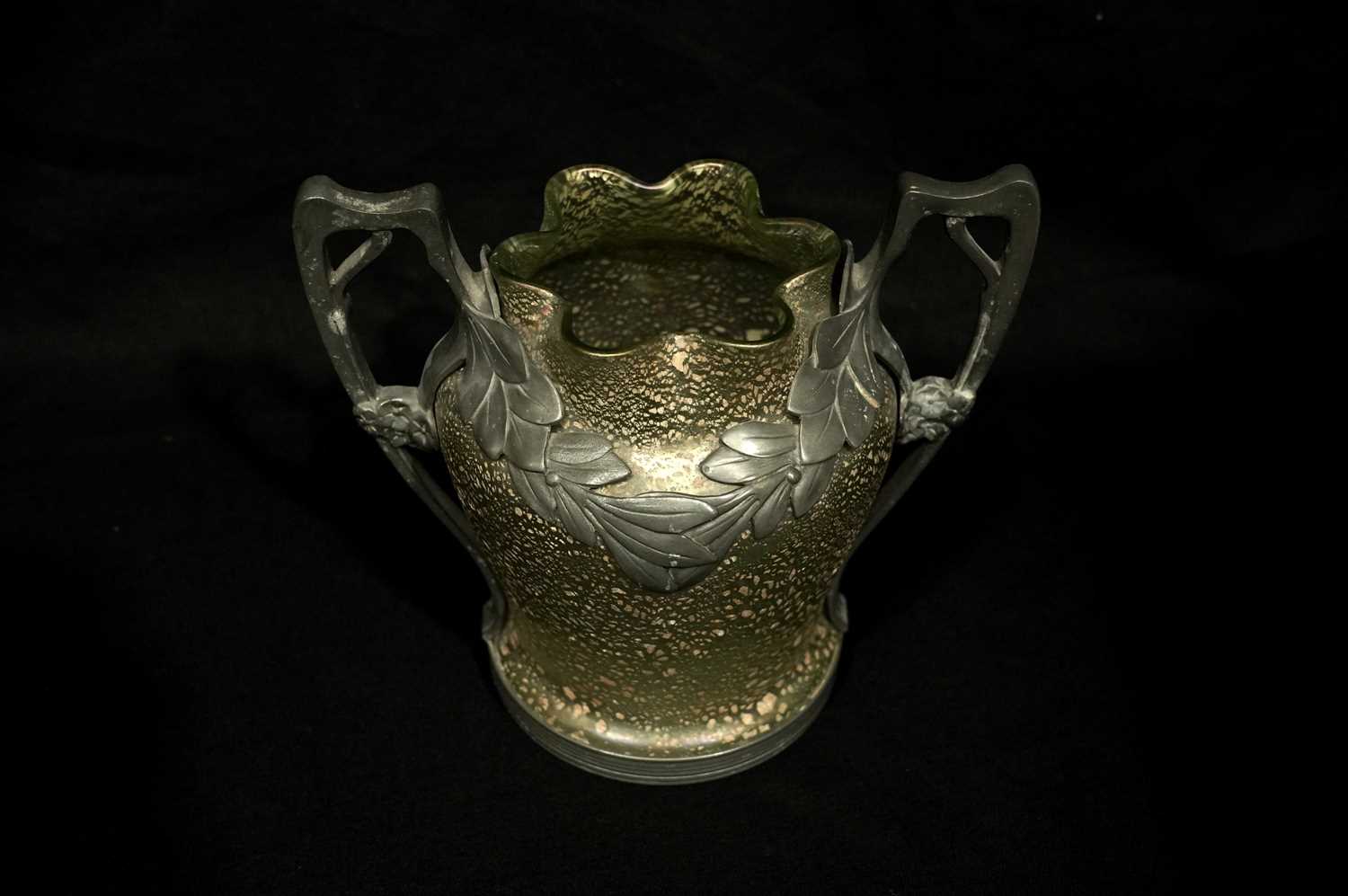 Art Nouveau Van Houten pewter and Loetz glass vase - Image 5 of 12