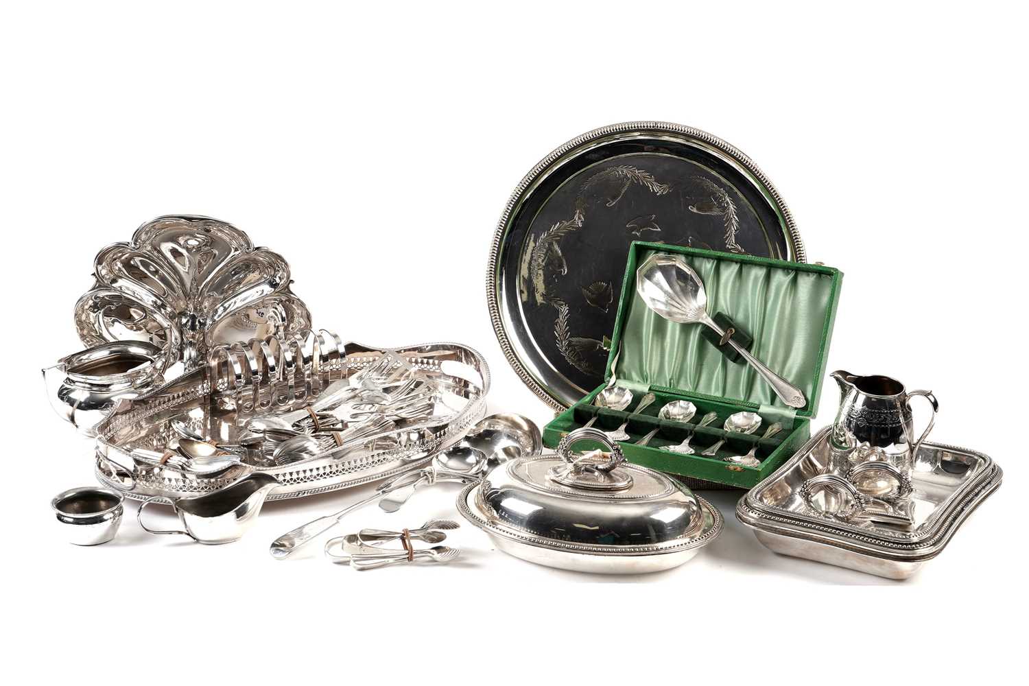 Assortment of silver-plated items