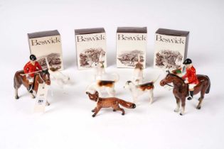 A collection of Beswick and other hunting figures