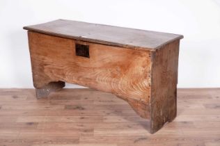 An early 18th Century oak six-plank coffer