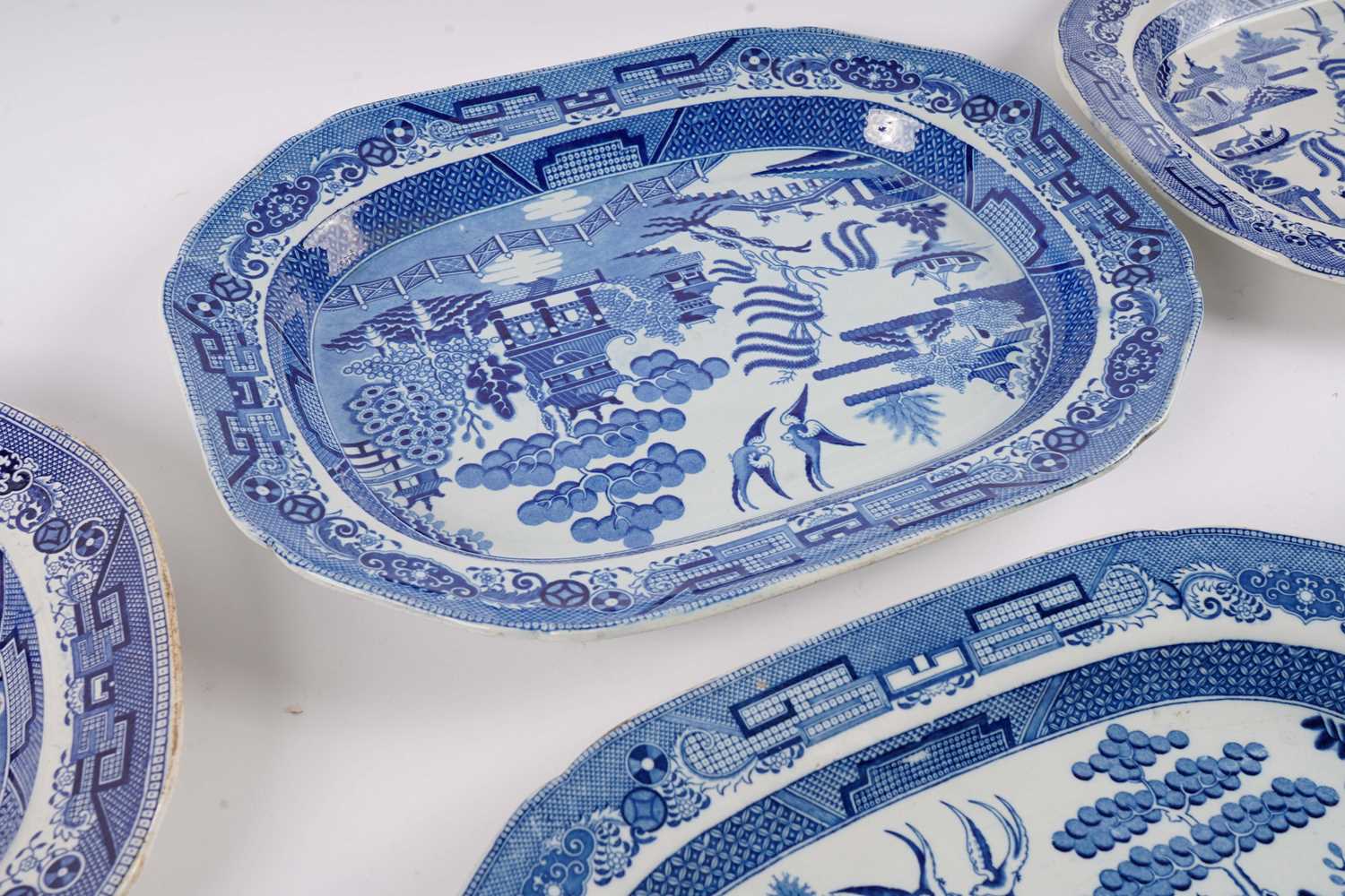 A collection of blue and white meat plates - Image 8 of 10