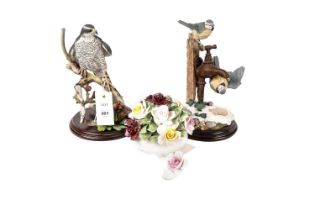 Two Country Artists resin bird sculptures; and a Royal Doulton bowl