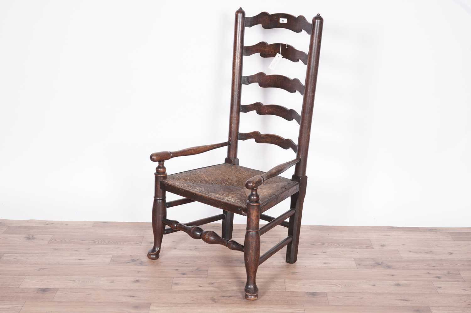 A Victorian oak hall chair; and a ladderback armchair - Image 7 of 9