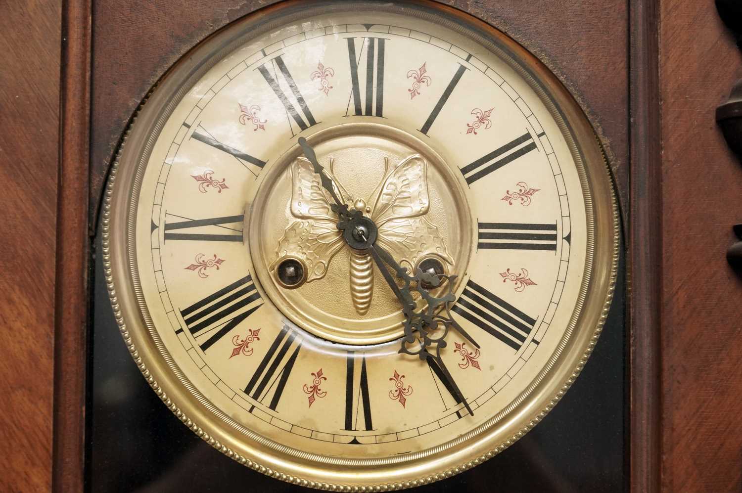 A late 19th Century beech and walnut Vienna wall clock - Image 3 of 4