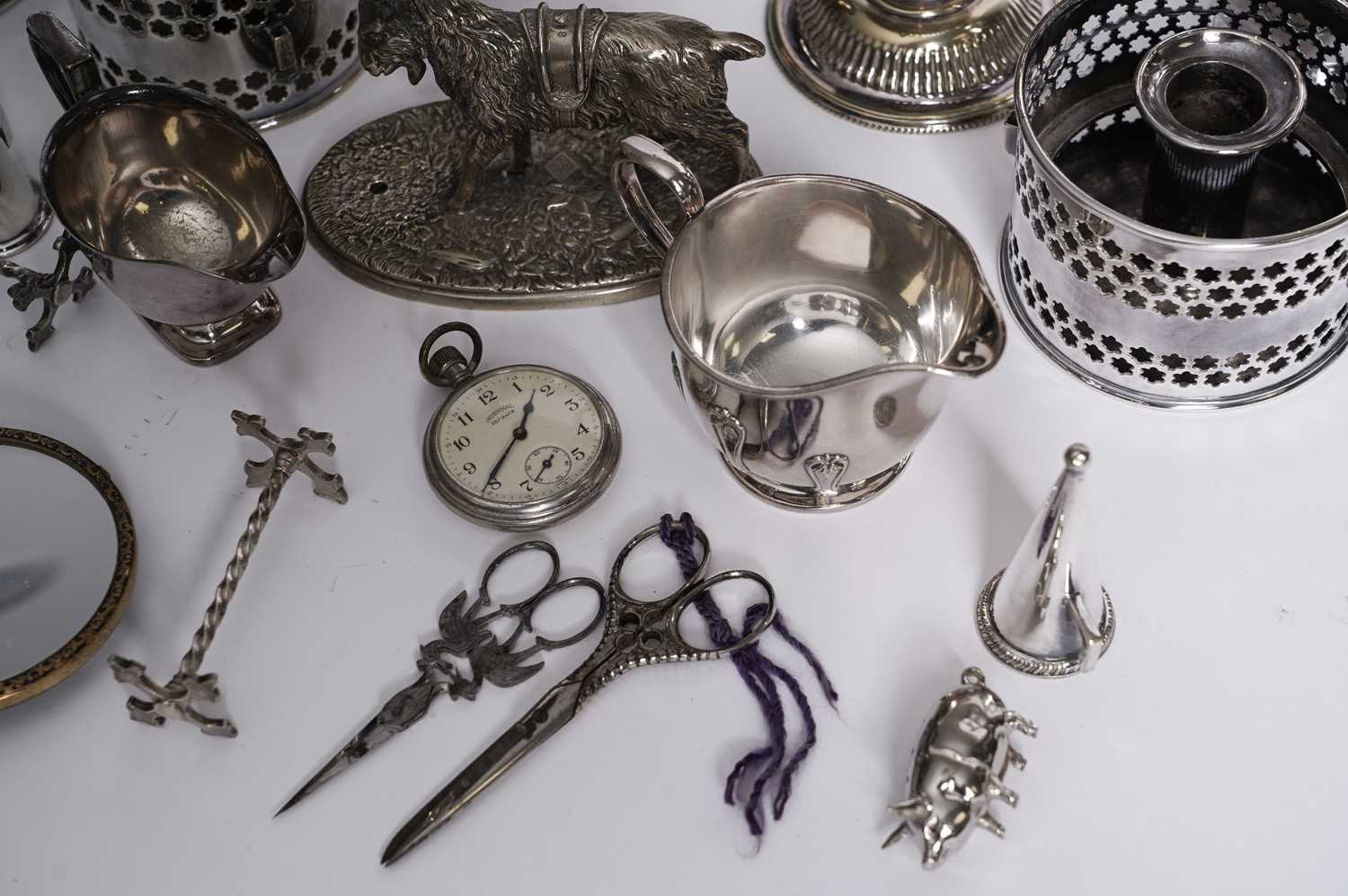 An Ingersoll 'Defiance' pocket watch and a selection of silver plated and white metal wares - Image 4 of 4