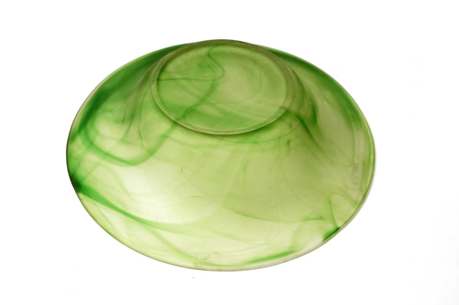 A 1930s George Davidson cloud glass bowl in green and a green glass rose bowl - Image 3 of 4
