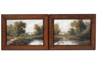 Etty Horton - a pair of Riverside Scenes | oil on canvas