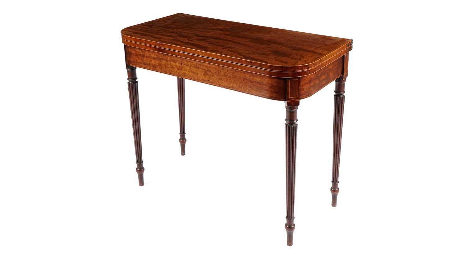 A George III 'fiddle back' mahogany card table - Image 2 of 15