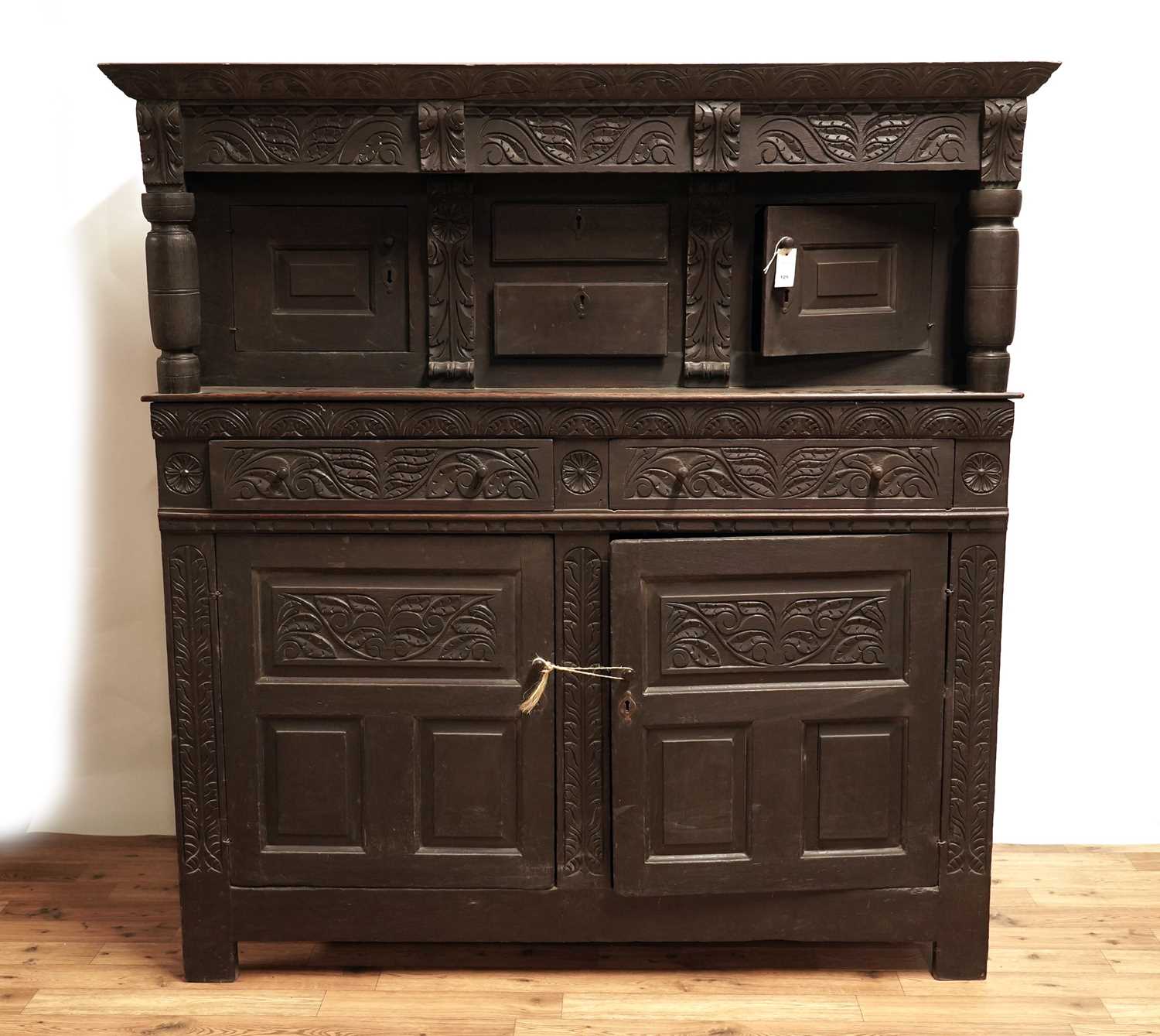 A 17th Century style carved oak buffet; and a 19th Century oak court cupboard - Image 2 of 13