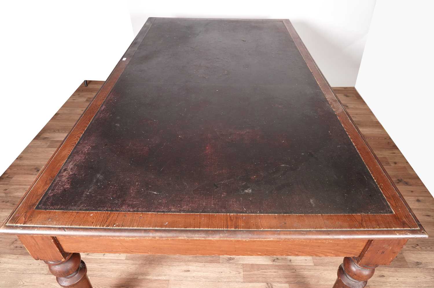 A substantial Victorian stained oak library table. - Image 3 of 4