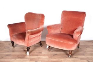 A Victorian easy chair and an early 20th Century tub chair