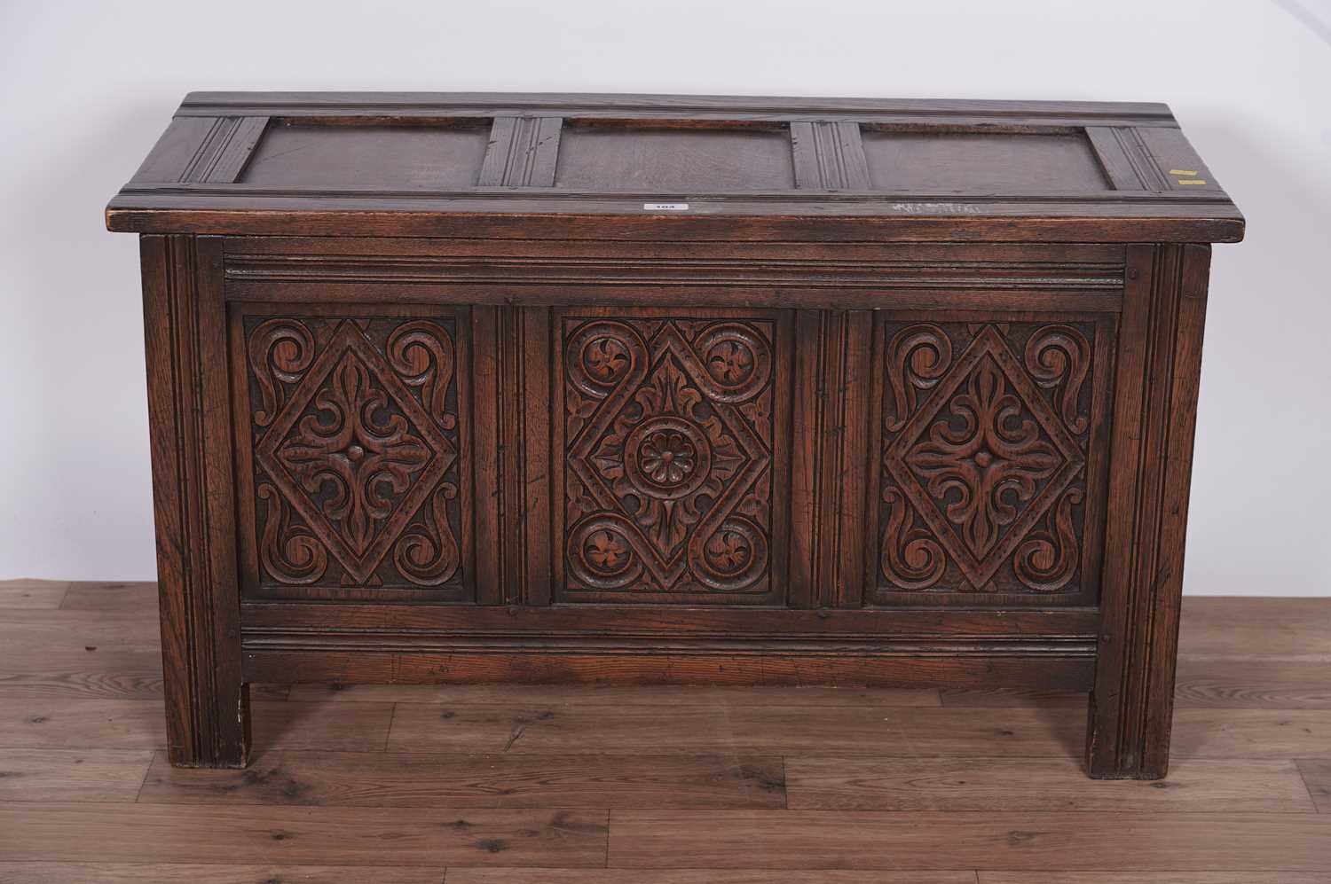 An early 20th century blanket box and a mid 20th Century oak coffer - Image 2 of 8