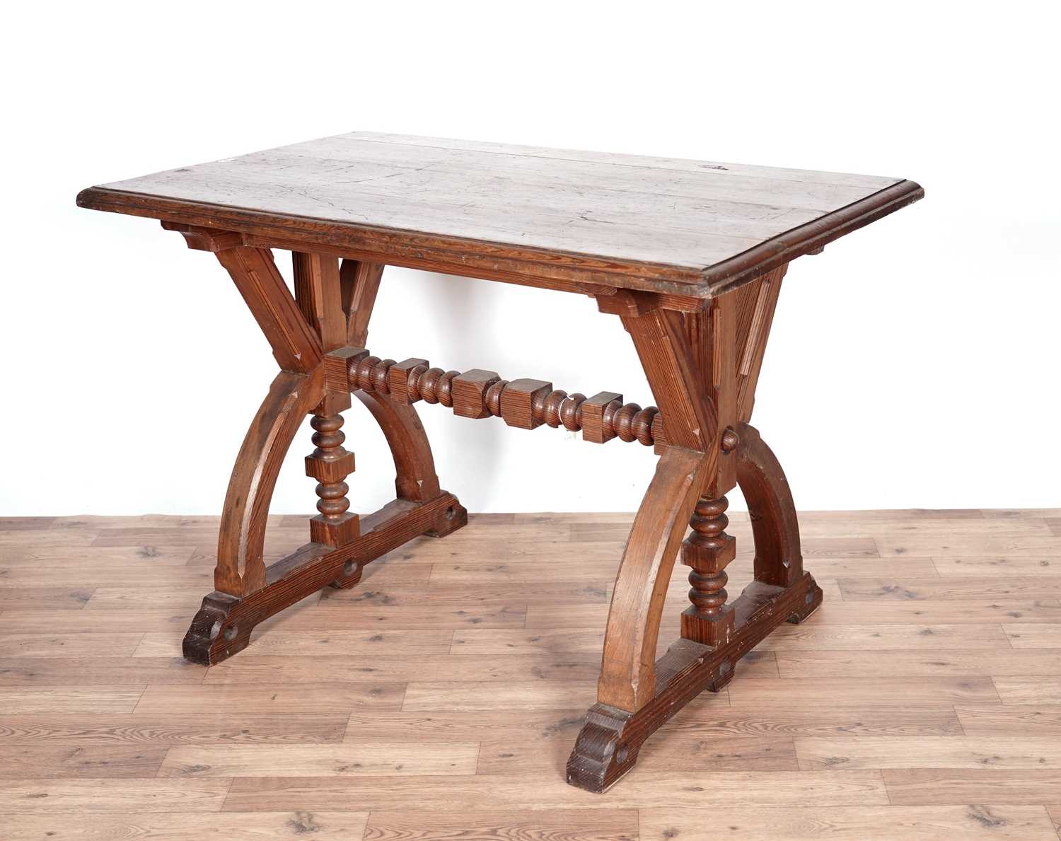 A pitch pine ecclesiastical altar table, late 19th/20th Century