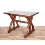 A pitch pine ecclesiastical altar table, late 19th/20th Century