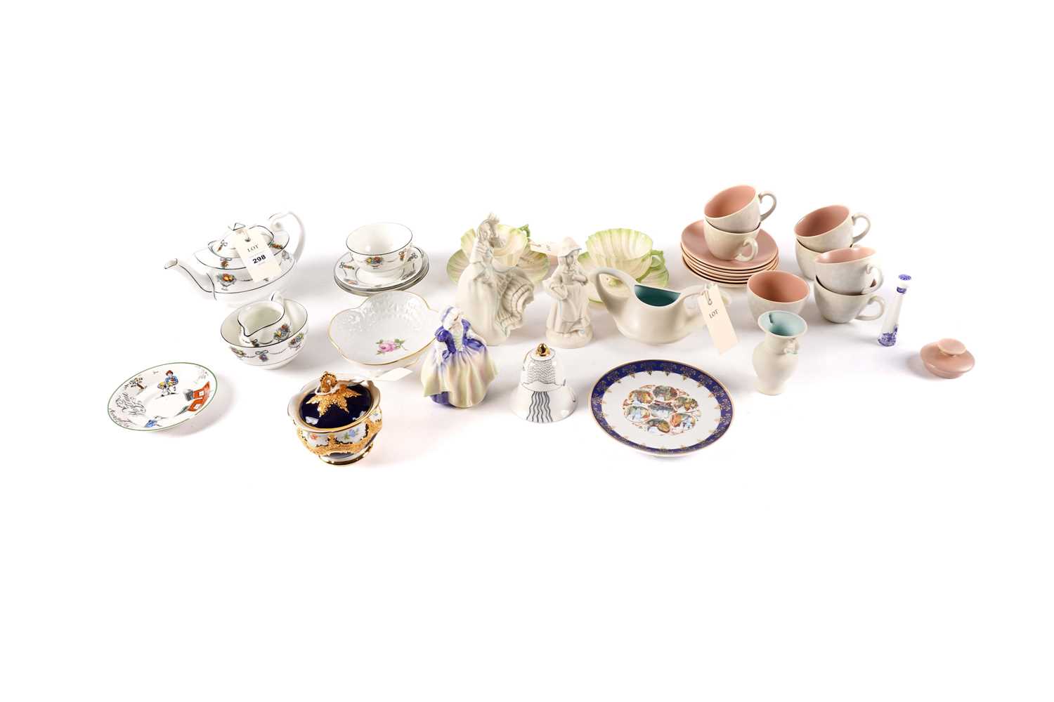 A collection of ceramics by Meissen, Belleek and others