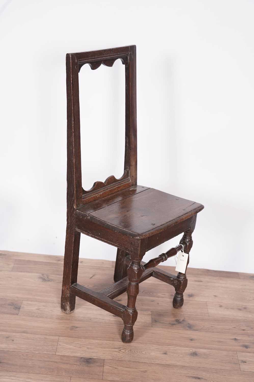 A George III oak childs chair, 20th Century hardwood spinning chair and a Victorian stool - Image 5 of 9