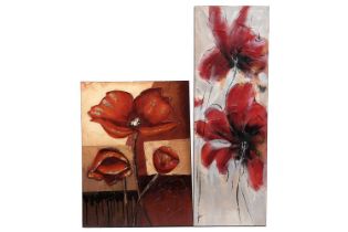 Two 20th Century Poppy Studies | raised print on box canvas