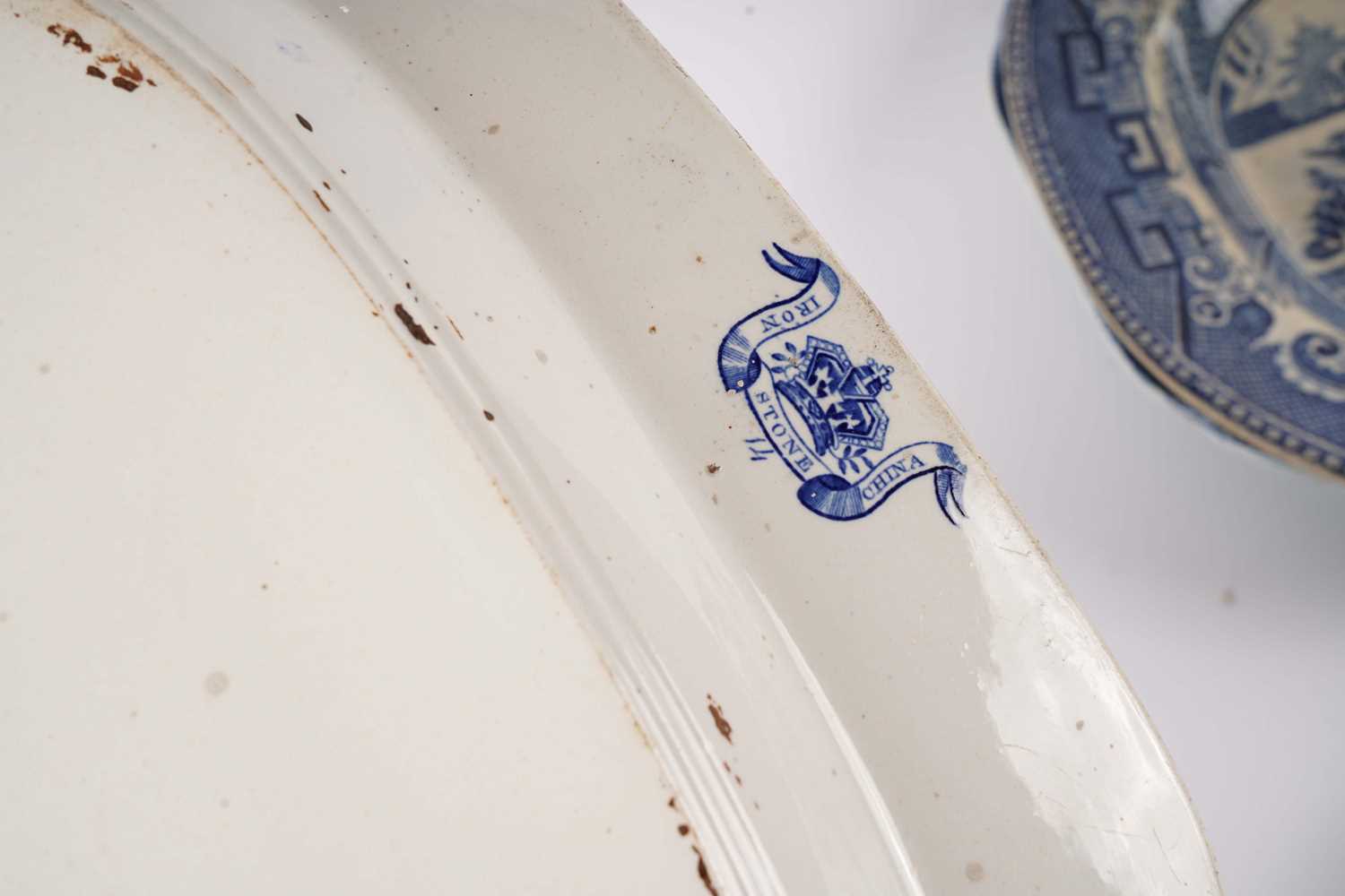A collection of blue and white meat plates - Image 7 of 10