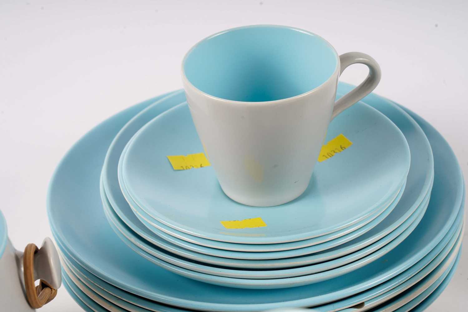 A Poole Pottery twin-tone dove-grey and sky-blue part dinner and tea service - Image 3 of 3