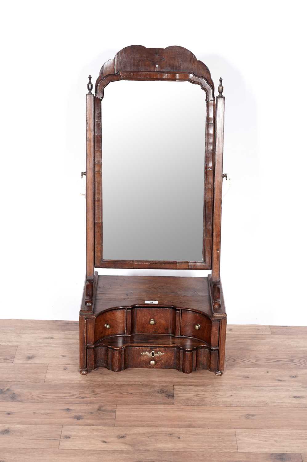 A mid 18th Century mahogany swing frame toilet mirror and a Victorian burr walnut wall cabinet - Image 3 of 9