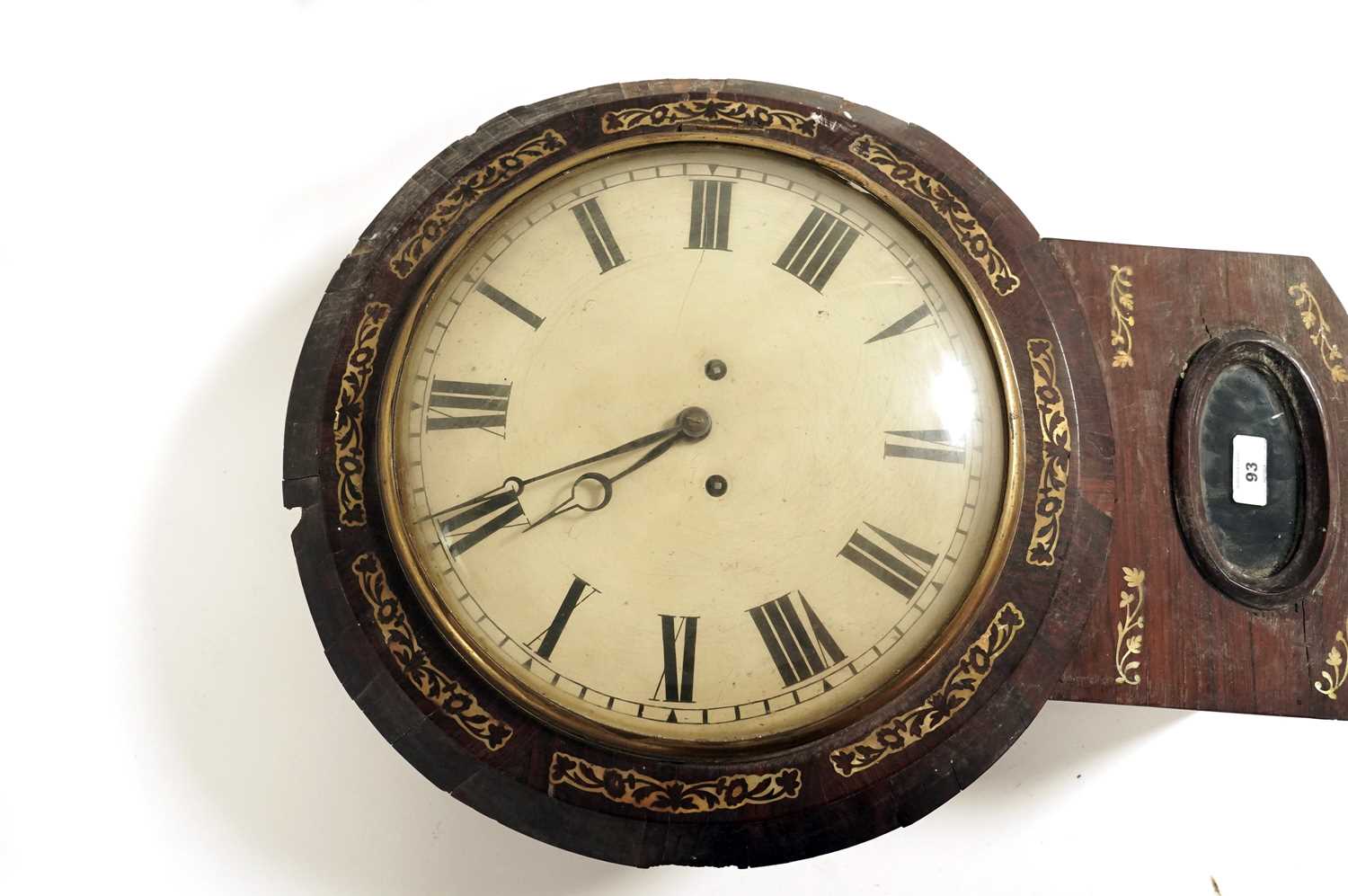 A mid 19th Century inlaid rosewood twin fusee drop dial wall clock - Bild 2 aus 3